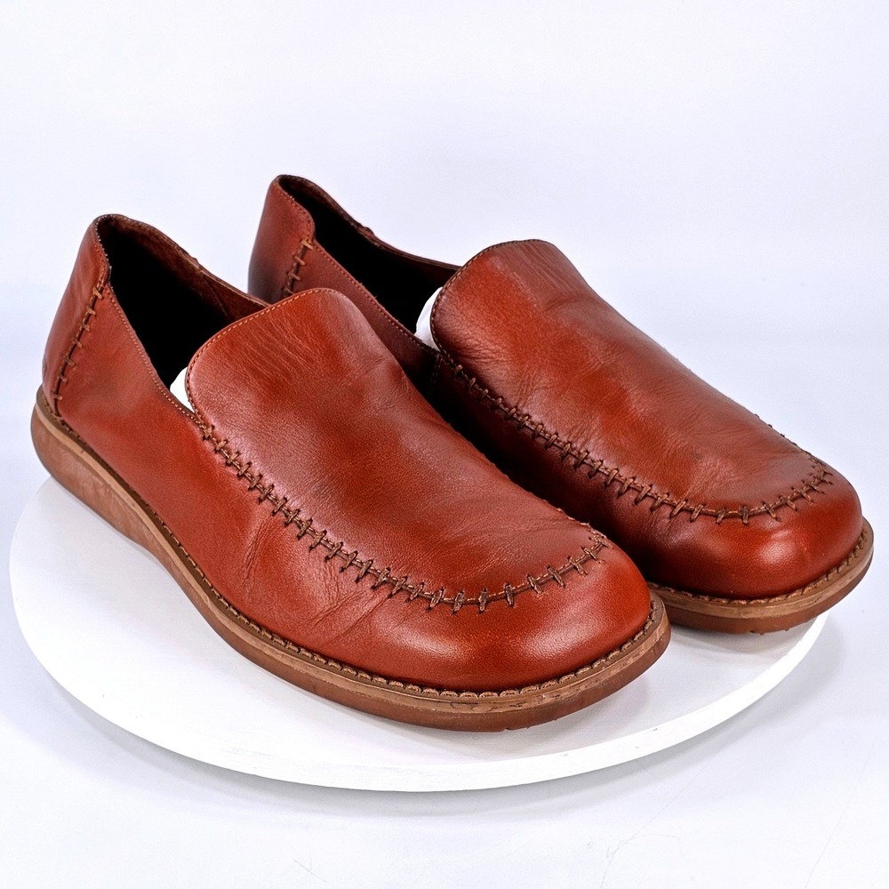 Skechers 4397 Relaxed Fit Leather Loafers Cognac Brown Slip On Shoes Mens 10